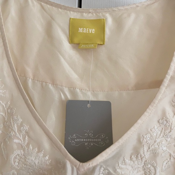 Anthropologie Silk Embroidered Ivory Top - Picture 14 of 14